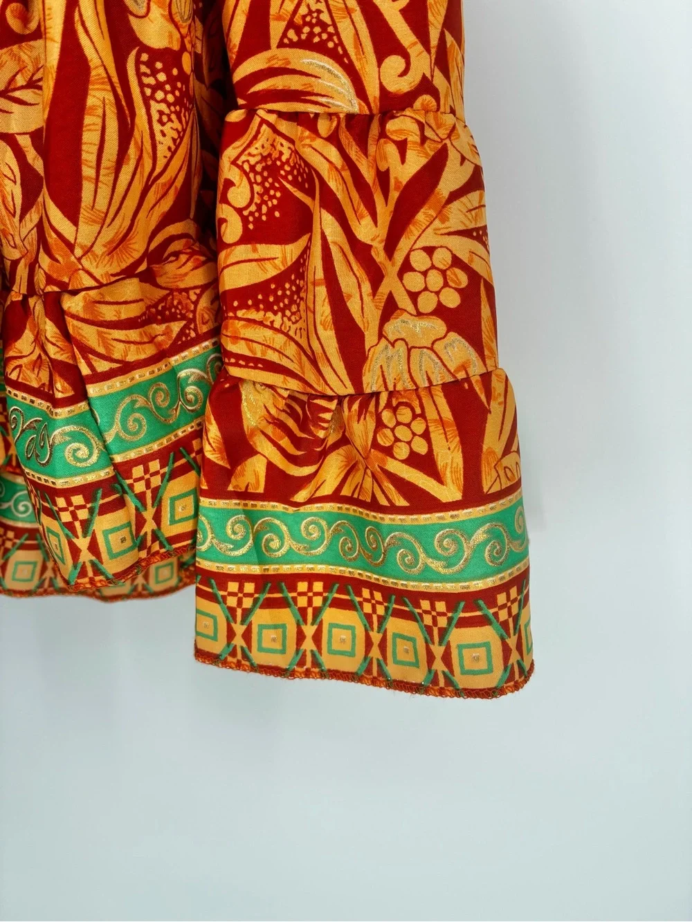 Silk Blend Orange Floral Wrap Midi Skirt One Size
